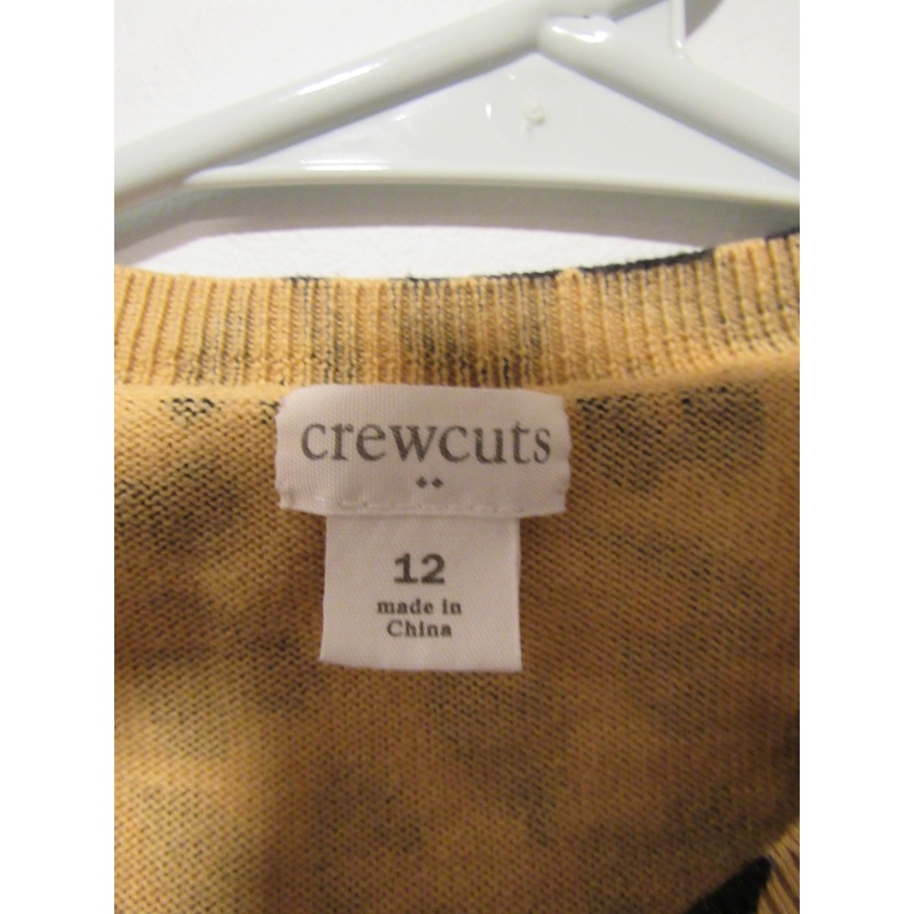 Crewcuts J.Crew Girls Leopard Heart Print Cotton Cardigan Sweater Tan Brown 12 - Picture 2 of 5